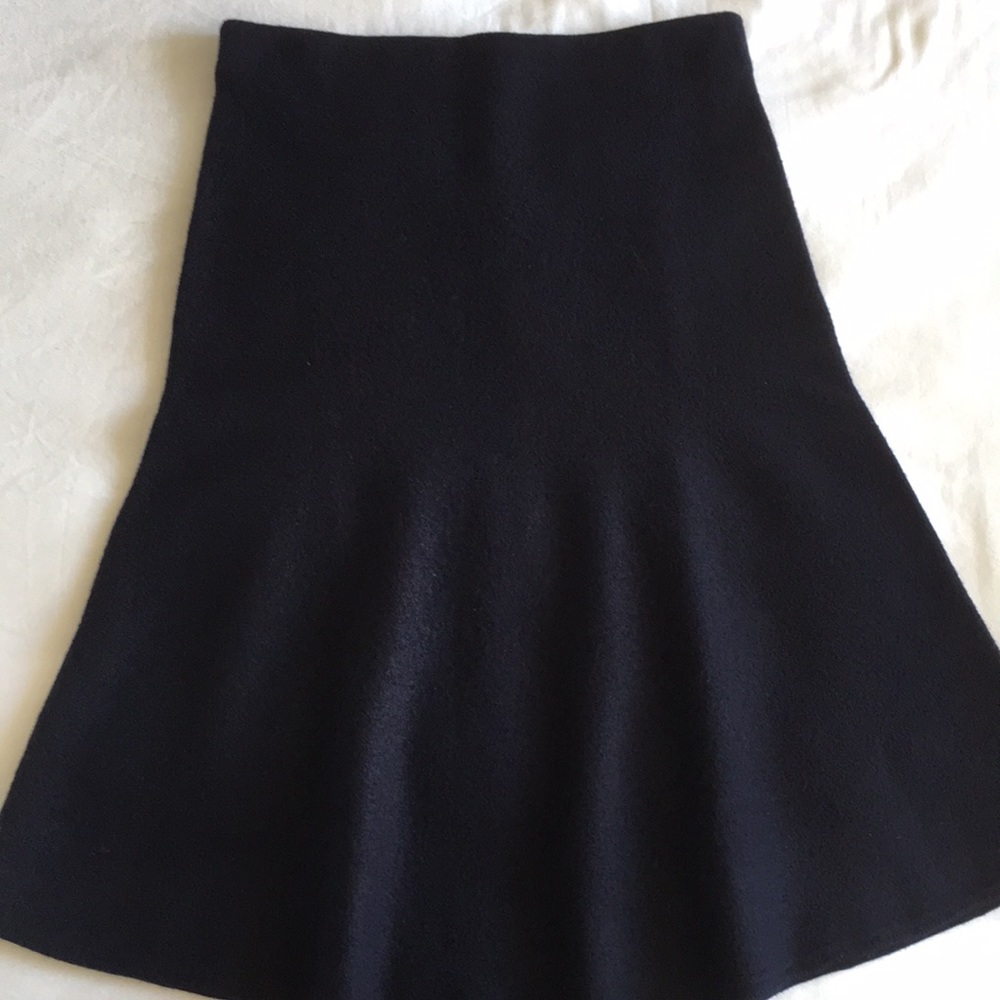 NWT COS Dark Navy Flared Merino Wool Midi Skirt, Size Medium